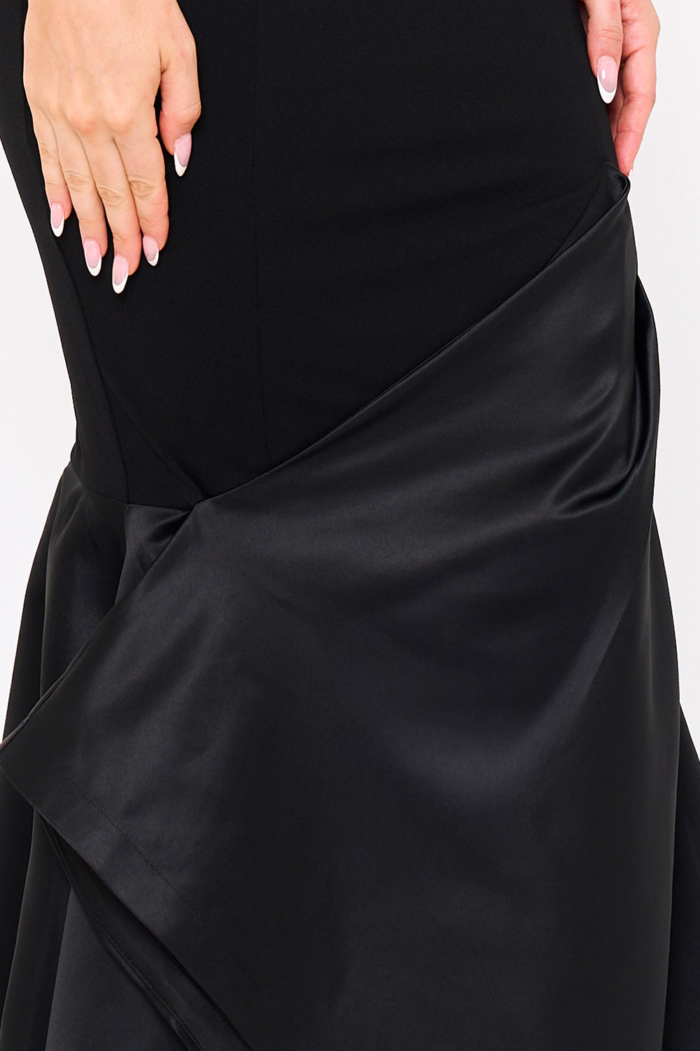 SATIN CONTRAST BOTTOM MERMAID MAXI DRESS