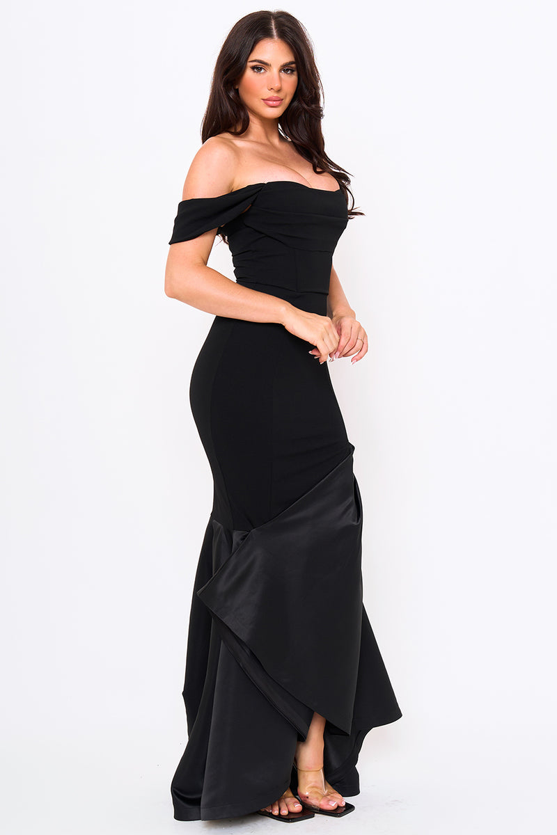 SATIN CONTRAST BOTTOM MERMAID MAXI DRESS