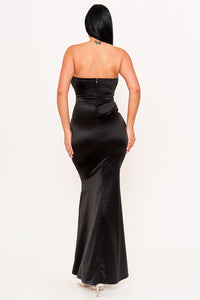 FAN FOLD ON BUST TUBE TOP MAXI DRESS