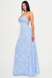 JACQUARD TEXTURED PATTERNED MAXI DRESS