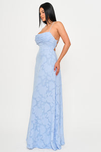 JACQUARD TEXTURED PATTERNED MAXI DRESS