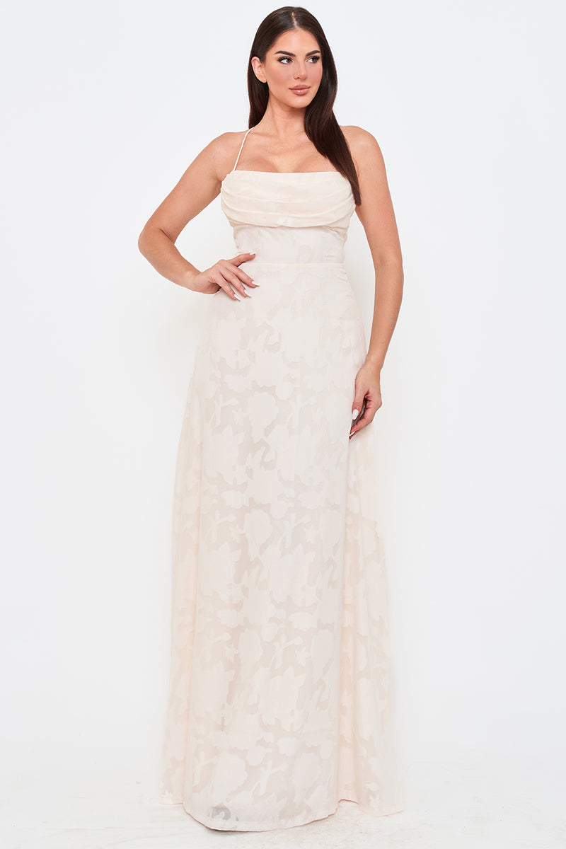 JACQUARD TEXTURED PATTERNED MAXI DRESS