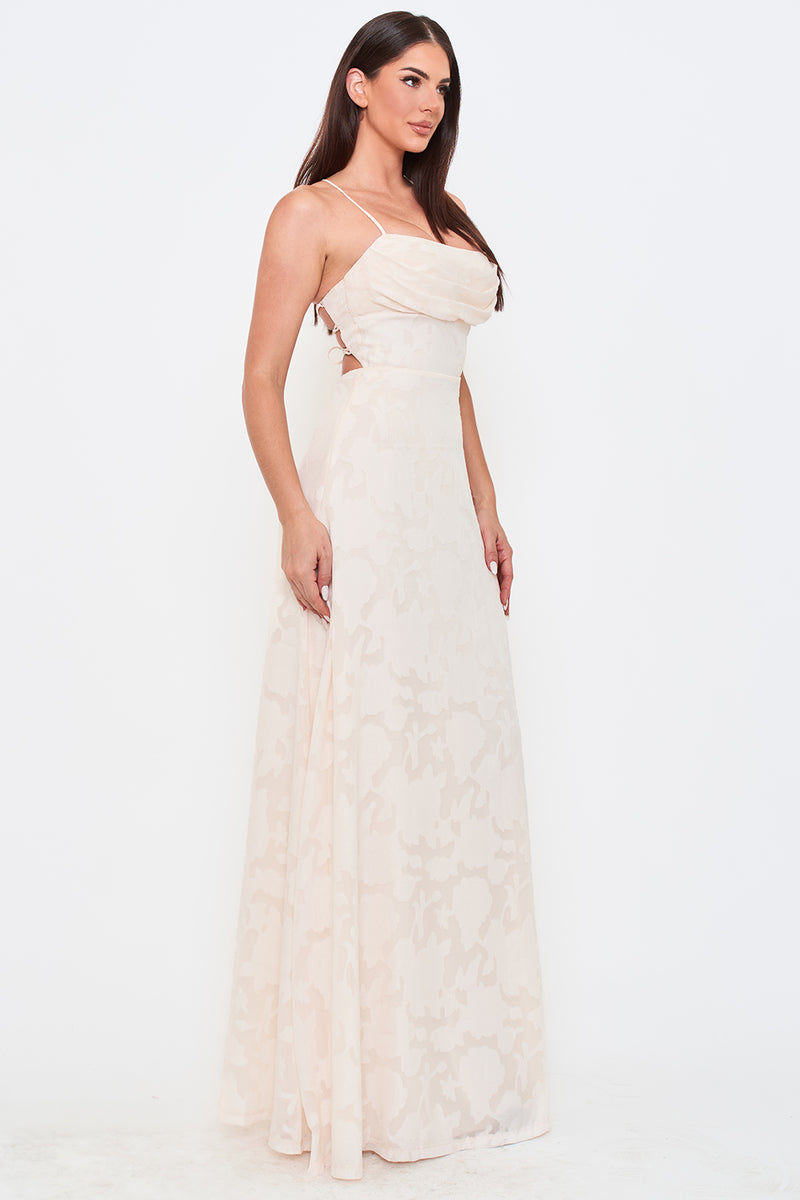 JACQUARD TEXTURED PATTERNED MAXI DRESS