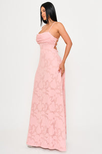 JACQUARD TEXTURED PATTERNED MAXI DRESS