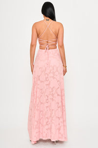 JACQUARD TEXTURED PATTERNED MAXI DRESS