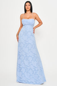 JACQUARD TEXTURED PATTERNED MAXI DRESS