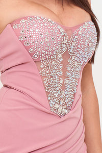 RHINESTONE BUSTIER TOP WITH MERMAID LIKE MAXI DRESS