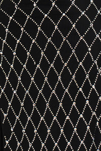 DIAMOND PATTERNED RHINESTONE MAXI DRESS