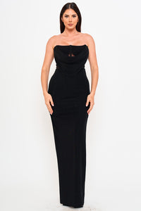 METALLIC KNIT STRETCHY MAXI DRESS