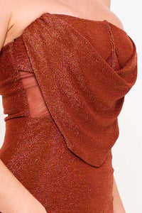 METALLIC KNIT STRETCHY MAXI DRESS