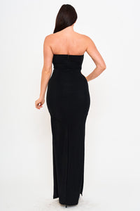 METALLIC KNIT STRETCHY MAXI DRESS