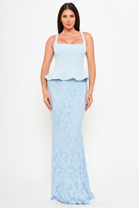 LACE SKIRT PEPLUM MAXI DRESS