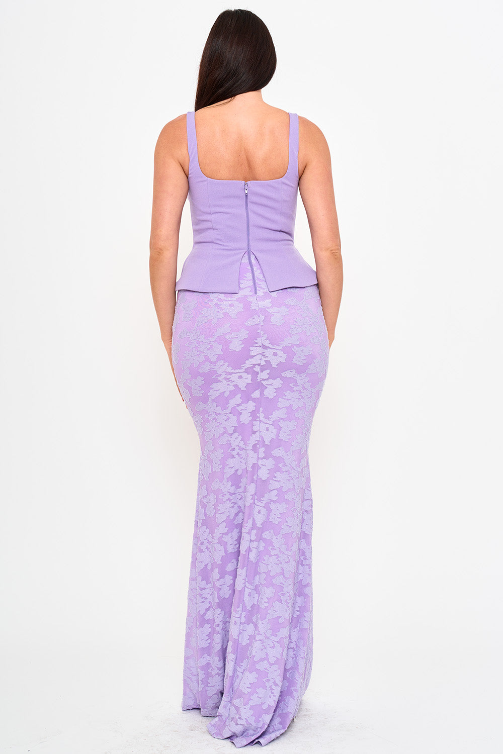 LACE SKIRT PEPLUM MAXI DRESS