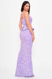 LACE SKIRT PEPLUM MAXI DRESS