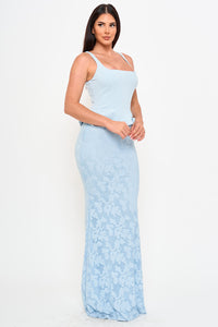 LACE SKIRT PEPLUM MAXI DRESS