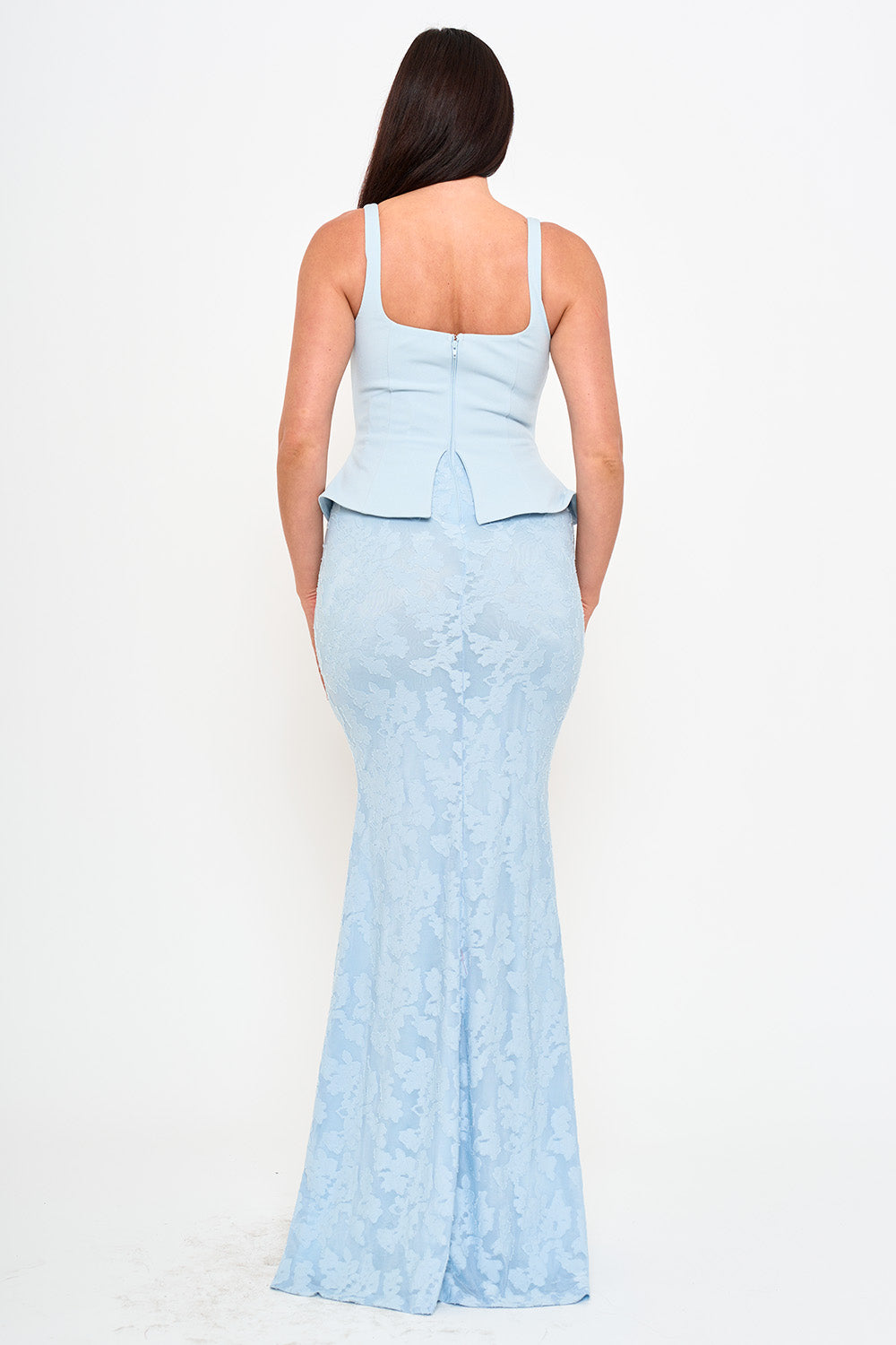 LACE SKIRT PEPLUM MAXI DRESS