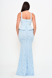 LACE SKIRT PEPLUM MAXI DRESS