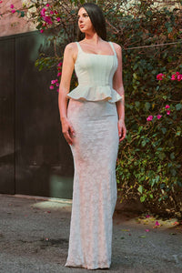 LACE SKIRT PEPLUM MAXI DRESS