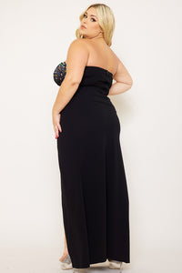 MULTI SIZE RHINESTONE BUSTIER PLUS SIZE MAXI DRESS