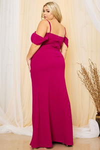 RHINSTONE TRIM WITH MESH PLUS SIZE MAXI DRESS