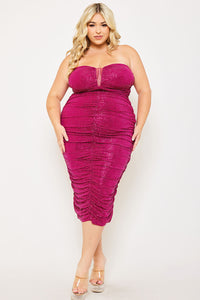 SEQUIN SWEETHEART NECK PLUS SIZE MIDI DRESS