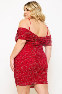 RHINESTONE ON POWER MESH PLUS SIZE MINI DRESS