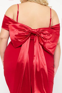 CONTRAST FABRIC OPEN SHOULDER PLUS SIZE MINI DRESS