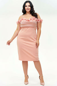 OFF THE SHOULDER FLORAL APPLIQUES PLUS SIZE MINI DRESS