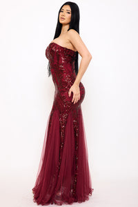 SEQUIN SHEER MESH FORMAL MERMAID MAXI DRSS